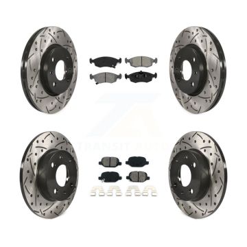 Front Rear Coated Drilled Slotted Disc Brake Rotor And Semi-Metallic Pad Kit For Fiat 500 KDS-100341