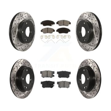 Front Rear Drill Slot Disc Brake Rotor Semi-Metallic Pad Kit For 2013-2015 Acura ILX 1.5L KDS-100343