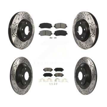 Front Rear Drilled Slot Disc Brake Rotor & Semi-Metallic Pad Kit For 2013-2015 Mazda CX-5 KDS-100346