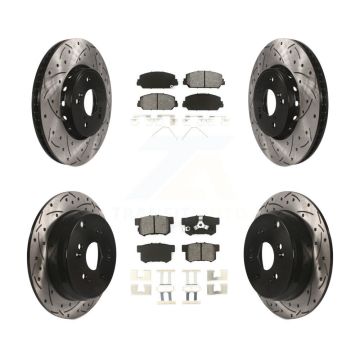 Front Rear Coat Drill Slot Disc Brake Rotor Semi-Metallic Pad Kit For 2013-2018 Acura RDX KDS-100348