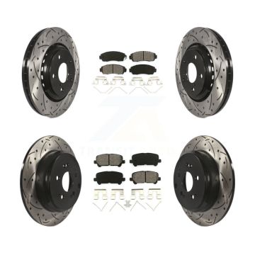 Front Rear Drill Slot Disc Brake Rotors Semi-Metallic Pad Kit For 2015-2017 Honda Odyssey KDS-100354