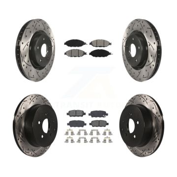 Front Rear Drill Slot Brake Rotor Semi-Metallic Pad Kit For Nissan Murano Pathfinder QX60 KDS-100355