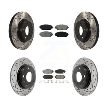Front Rear Coated Drilled Slot Disc Brake Rotor & Semi-Metallic Pad Kit For Mazda 3 Sport KDS-100359