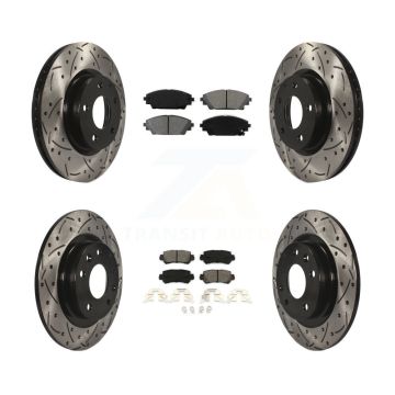Front Rear Drill Slot Disc Brake Rotor Semi-Metallic Pad Kit For 2016-2018 Mazda CX-3 AWD KDS-100360
