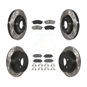 Front Rear Coated Drilled Slot Disc Brake Rotor & Semi-Metallic Pad Kit For Nissan Sentra KDS-100362