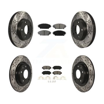 Front Rear Drill Slot Disc Brake Rotor Semi-Metallic Pad Kit For 2016-2018 Mazda CX-3 FWD KDS-100364