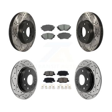 Front Rear Coated Drilled Slot Disc Brake Rotor & Semi-Metallic Pad Kit For Mazda 3 Sport KDS-100365