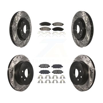Front Rear Coated Drilled Slotted Disc Brake Rotors Semi-Metallic Pad Kit For Nissan LEAF KDS-100366