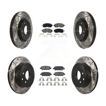 Front Rear Coated Drilled Slotted Disc Brake Rotors Semi-Metallic Pad Kit For Nissan LEAF KDS-100367