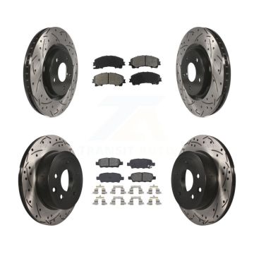 Front Rear Coated Drilled Slotted Disc Brake Rotor Semi-Metallic Pad Kit For Nissan Rogue KDS-100369