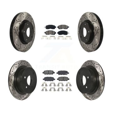 Front Rear Coated Drilled Slot Disc Brake Rotor & Semi-Metallic Pad Kit For Nissan Altima KDS-100370