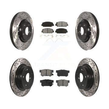 Front Rear Coat Drill Slot Disc Brake Rotor Semi-Metallic Pad Kit For 2017-2022 Acura ILX KDS-100374
