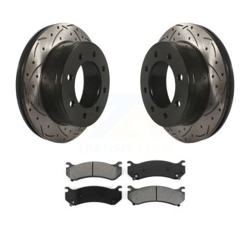 Rear Drilled Slot Brake Rotor Semi-Metallic Pad Kit For Chevrolet GMC Sierra 2500 HD 3500 KDS-100375