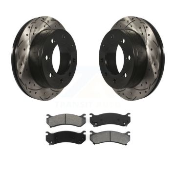 Rear Drill Slot Brake Rotor Semi-Metallic Pad Kit For Chevrolet GMC Sierra 2500 HD Hummer KDS-100377