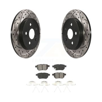 Rear Drilled Slot Brake Rotor Semi-Metallic Pad Kit For Toyota Corolla Matrix Prius Prime KDS-100383