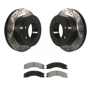 Rear Drilled Slot Brake Rotor Semi-Metallic Pad Kit For GMC Chevrolet Sierra 2500 HD 3500 KDS-100390