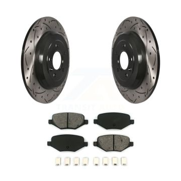 Rear Drill Slot Brake Rotor Semi-Metallic Pad Kit For Ford Explorer Edge Flex Lincoln MKX KDS-100405