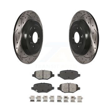 Rear Drill Slot Brake Rotors Semi-Metallic Pad Kit For 15 Ford Explorer Limited/Sport/XLT KDS-100406