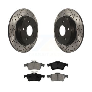 Rear Coated Drilled Slotted Disc Brake Rotors And Semi-Metallic Pads Kit For Ford Focus KDS-100407