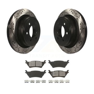 Rear Coated Drilled Slotted Disc Brake Rotors And Semi-Metallic Pads Kit For Ford F-150 KDS-100408