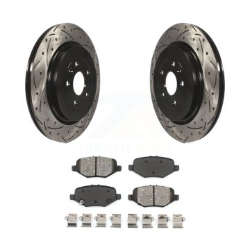 Rear Drilled Slot Brake Rotors Semi-Metallic Pad Kit For Ford Explorer Flex Taurus Police KDS-100411