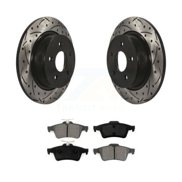 Rear Drilled Slot Brake Rotor Semi-Metallic Pad Kit For Ford Escape Transit Connect C-Max KDS-100412