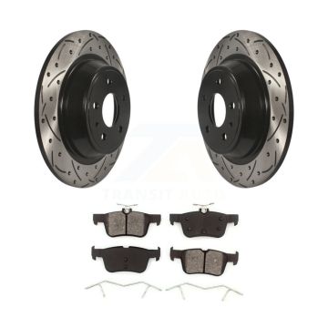 Rear Coated Drill Slot Disc Brake Rotor Semi-Metallic Pad Kit For Ford Fusion Lincoln MKZ KDS-100413