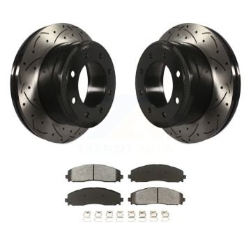 Rear Drilled Slot Disc Brake Rotors Semi-Metallic Pad Kit For Ford F-350 Super Duty F-250 KDS-100415