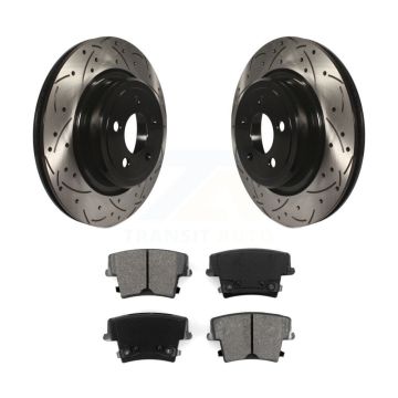 Rear Coated Drilled Slot Disc Brake Rotors Semi-Metallic Pad Kit For Dodge Charger Magnum KDS-100420