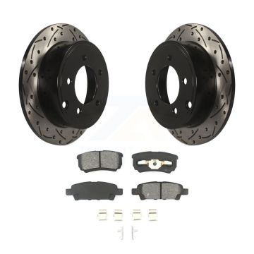 Rear Drill Slot Brake Rotors Semi-Metallic Pad Kit For Jeep Mitsubishi Lancer Patriot 200 KDS-100421