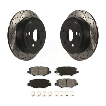 Rear Coated Drilled Slotted Disc Brake Rotor & Semi-Metallic Pad Kit For Jeep Wrangler JK KDS-100423