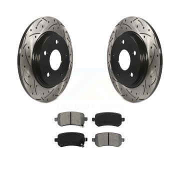 Rear Drill Slot Brake Rotors Semi-Metallic Pad Kit For Dodge Grand Caravan Journey Town & KDS-100425