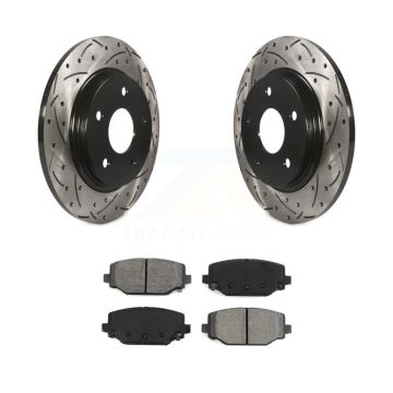 Rear Coated Drilled Slot Disc Brake Rotor & Semi-Metallic Pad Kit For Dodge Grand Caravan KDS-100426