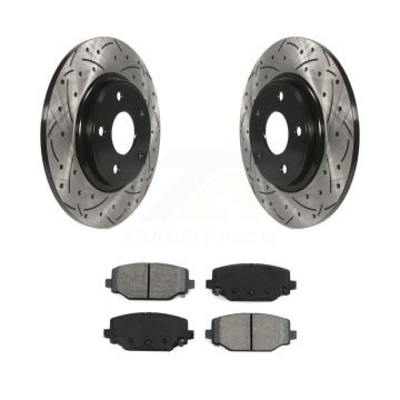 Rear Drill Slot Brake Rotors Semi-Metallic Pad Kit For Dodge Grand Caravan Journey Town & KDS-100431