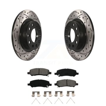 Rear Coated Drilled Slot Disc Brake Rotors Semi-Metallic Pad Kit For 2013-2016 Dodge Dart KDS-100432