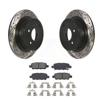 Rear Drilled Slot Brake Rotors Semi-Metallic Pad Kit For Nissan Sentra Altima Juke Maxima KDS-100433