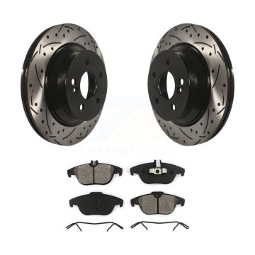 Rear Drilled Slot Brake Rotors Semi-Metallic Pad Kit For Mercedes-Benz GLK350 GLK250 E350 KDS-100437
