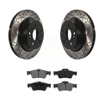 Rear Drilled Slot Brake Rotor Semi-Metallic Pad Kit For Mercedes-Benz E350 E400 E320 E500 KDS-100438