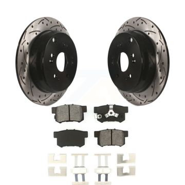 Rear Coated Drilled Slot Disc Brake Rotors Semi-Metallic Pad Kit For Honda CR-V Acura RDX KDS-100439