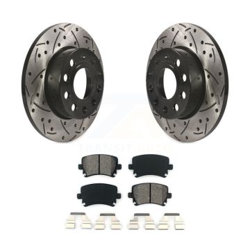 Rear Drilled Slot Brake Rotor & Semi-Metallic Pad Kit For Volkswagen Jetta Rabbit Audi A3 KDS-100443