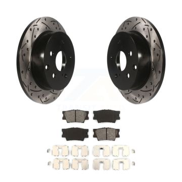 Rear Coat Drill Slot Disc Brake Rotors Semi-Metallic Pad Kit For Toyota RAV4 Lexus HS250h KDS-100446