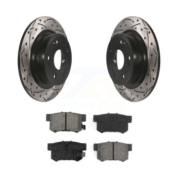 Rear Coated Drill Slot Disc Brake Rotors Semi-Metallic Pad Kit For Honda Accord Acura ILX KDS-100451