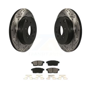 Rear Coated Drilled Slot Disc Brake Rotors Semi-Metallic Pad Kit For 2007-2015 Mazda CX-9 KDS-100452