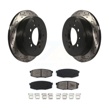 Rear Drilled Slot Brake Rotor Semi-Metallic Pad Kit For Toyota Tundra Sequoia Lexus LX570 KDS-100453