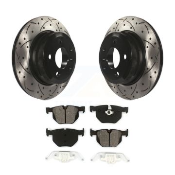 Rear Coated Drilled Slotted Disc Brake Rotors And Semi-Metallic Pads Kit For BMW X5 X6 KDS-100454