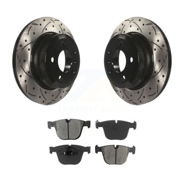 Rear Drilled Slot Brake Rotors Semi-Metallic Pad Kit For 2009 BMW X6 xDrive35i From 10 08 KDS-100455