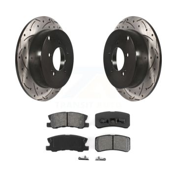 Rear Drilled Slot Disc Brake Rotors Semi-Metallic Pad Kit For Mitsubishi Lancer Outlander KDS-100457