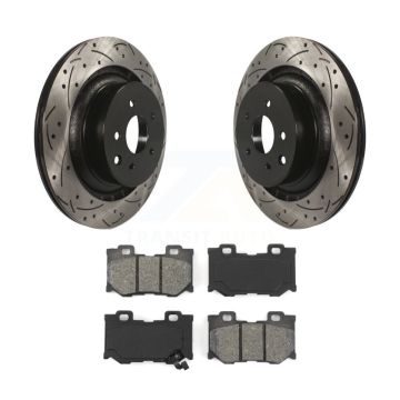 Rear Drill Slot Disc Brake Rotor Semi-Metallic Pad Kit For INFINITI G37 Nissan 370Z Q60 Z KDS-100461