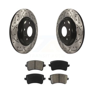 Rear Drilled Slot Brake Rotors Semi-Metallic Pad Kit For Audi Q5 A4 Quattro A5 allroad S5 KDS-100463