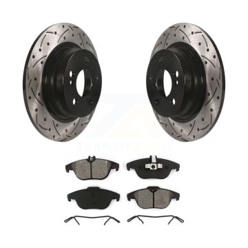 Rear Drilled Slot Disc Brake Rotor Semi-Metallic Pad Kit For Mercedes-Benz C300 C250 C230 KDS-100464